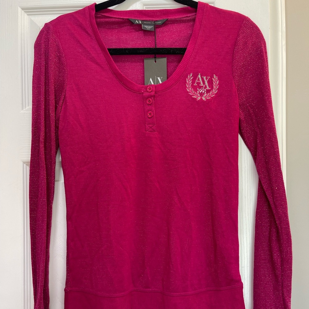 NWT Armani exchange LS maroon top